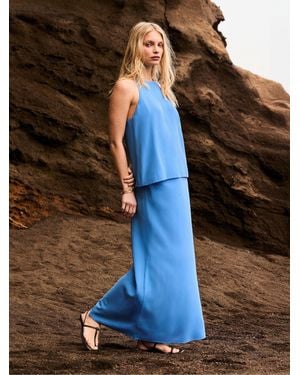 Ro & Zo Linen Blend Bias Skirt - Blau