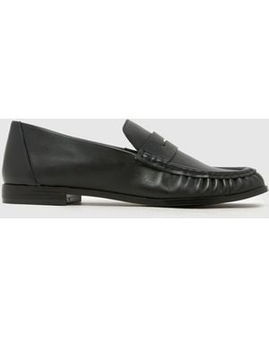 schuh Lewis Leather Ruched Loafers - Black