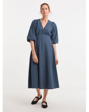 JD Williams Stripe Button Detail Tea Dress - Blue