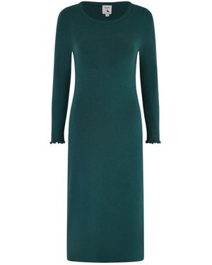 Yumi' Sparkle Knit Midi Sweater Dress - Green