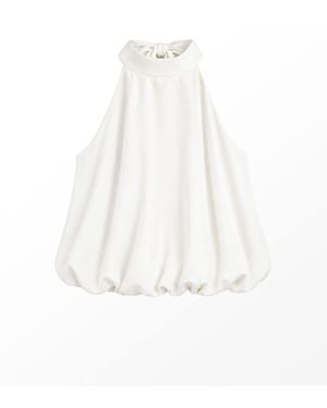Ro & Zo Bubble Hem Tie Top - White