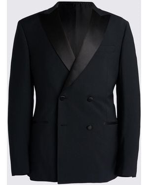 Moss Tailored Fit Double Breasted Tuxedo Jacket - Black