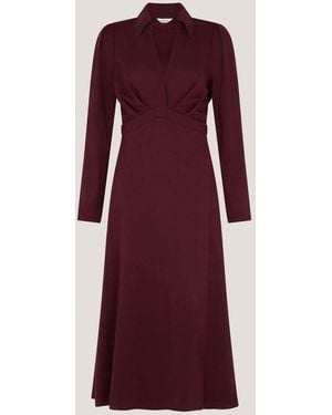 Monsoon Polly Ponte Midi Shirt Dress - Lila