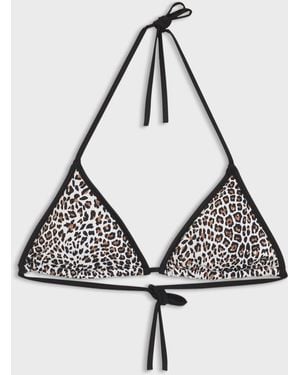 HUGO Animal Print Triangle Bikini Top - White