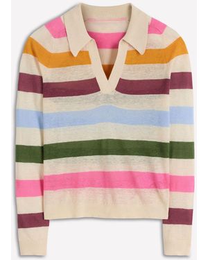 Boden Agnes Collared Linen Sweater - Pink
