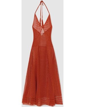 Reiss Cotton-Blend Crochet Beach Dress - Red