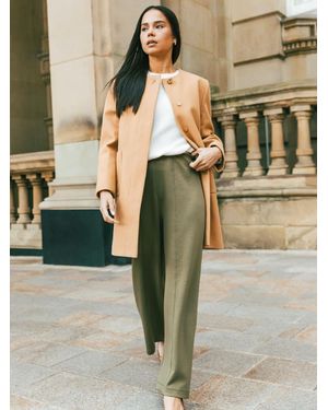 Roman Petite Front Seam Stretch Pants - Green