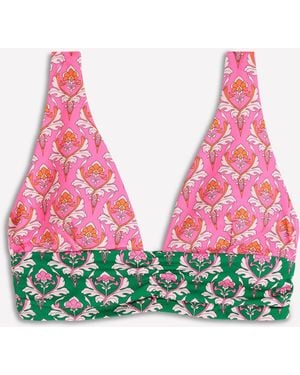 Boden Patterned Mykonos Deep V-Neck Bikini Top - Pink