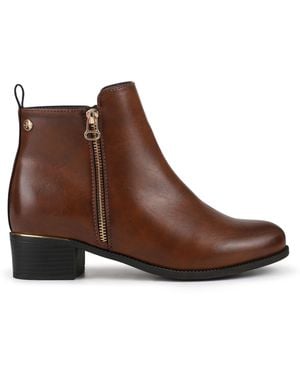 Pavers Wide Fit Smart Zip Up Ankle Boots - Brown