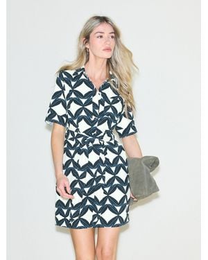 Next Mini Short Sleeve Tie Waist Shirt Dress - White