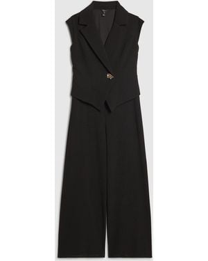 River Island Petite Cap Sleeve Wide Leg Jumpsuit - Black