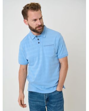 Saltwell Popcorn Stripe Short Sleeve Cotton Polo Shirt - Blue