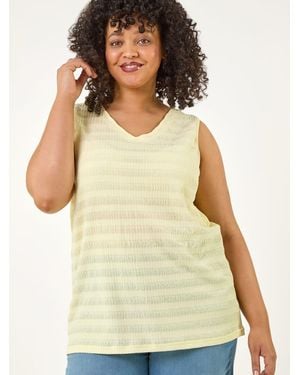 Roman Curve Stripe Textured Vest Top - Yellow
