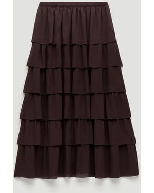Hush Lillie Tiered Chiffon Skirt - Brown