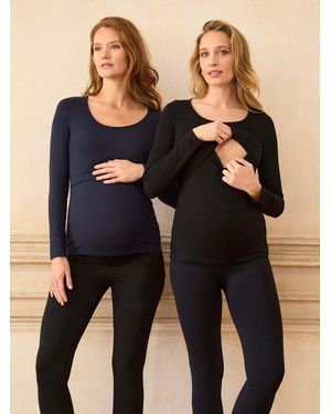 Seraphine Maternity & Nursing Bamboo Jersey Long Sleeve Tops 2 Pack - Blue