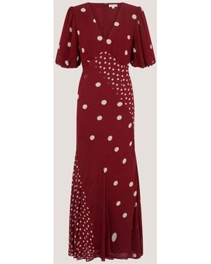 Monsoon Amaya Puff Sleeve Polka Dot Maxi Dress - Red