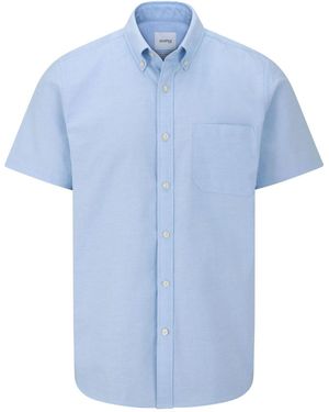 Skopes Tailored Fit Casual Short Sleeve Oxford Shirt - Blue