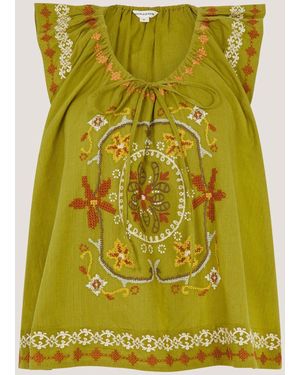 Monsoon Greta Embroidery Top - Green