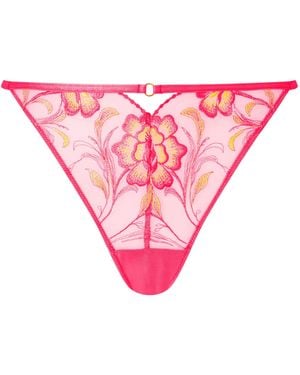 Ann Summers Ann Summers Tropical Oasis Shimmering Floral Embroidery Brazilian Knickers - Pink