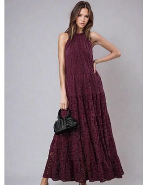 Religion Eileen Tiered Maxi Lace Dress - Purple
