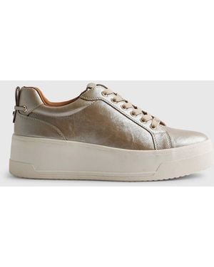 River Island Wide Fit Lace Up Flatform Shoes - Metallic