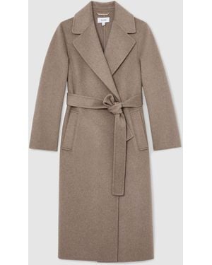 Reiss Wool-Blend Double-Breasted Blind-Seam Coat With Cashmere - Multicolor