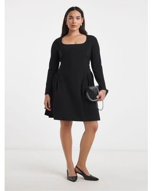 Simply Be Bengaline Waist Detail Skater Dress - Black