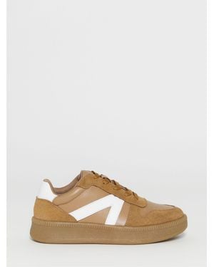 JD Williams Extra Wide Fit Leather Retro Sneakers - Natural