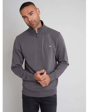 Threadbare Quarter Zip Neck Sweatshirt - Grey