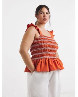 Simply Be Flutter Sleeve Poplin Shirred Top