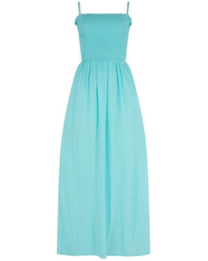 Pour Moi Emma Strapless Shirred Bodice Woven Maxi Beach Dress - Blue