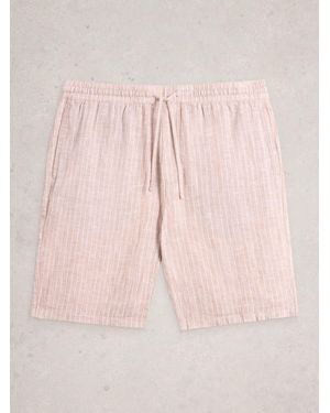 White Stuff Lewes Stripe Linen Shorts - Pink