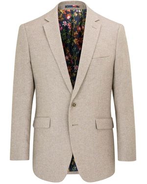 Skopes Stone Tailored Fit Jude Tweed Suit Jacket - White