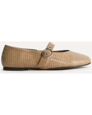 Linzi Nova Wide Fit Mary Jane Style Flats - Natural
