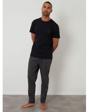 Threadbare Stripe Pyjama T-Shirt & Bottoms Set - Black