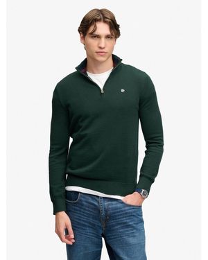 Superdry Prep Essential Cotton Half Zip Sweater - Green