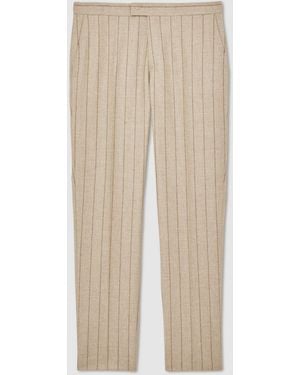 Reiss Vermentino - Atelier Oatmeal Brown Atelier Wool Pinstripe Suit Pants Tailored-fit, 38 - Natural