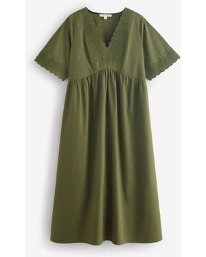 Laura Ashley Midi-Kleid Aus Baumwolle Mit Lochstickerei - Grün