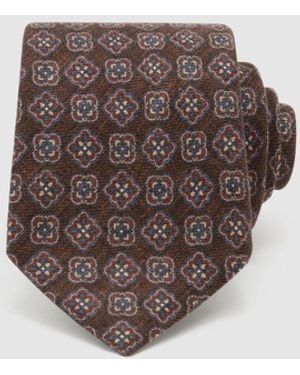 Reiss Dark Amico Silk Floral Medallion-Print Tie - Brown