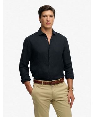 Superdry Riviera Long Sleeve Linen Shirt - Blue