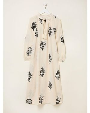 FatFace Fatface Beachwear Coral Embroidered Kaftan Dress - Natural