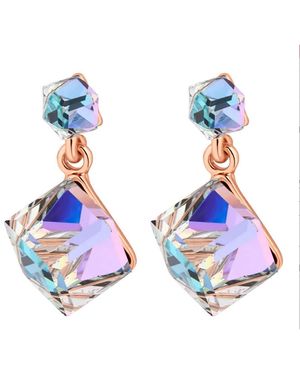 Jon Richard Plated Aurora Borealis Cube Drop Earrings - Blue