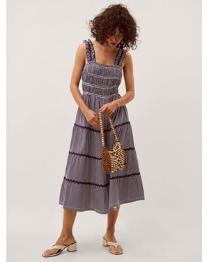 Monsoon Glori Gingham Jersey Midi Dress - Blue