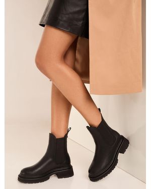 Lipsy Flat Ankle Chunky Chelsea Boot Aus Kunstledereu 39 (Uk 6 W) - Schwarz