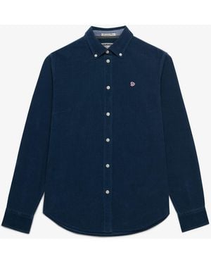 Superdry Needle Cord Long Sleeve Shirt - Blue