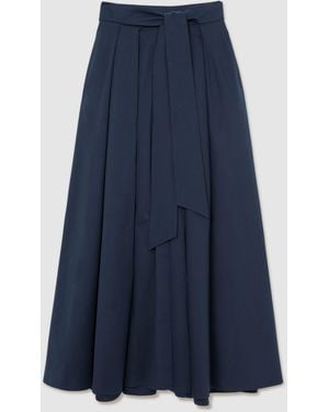 Reiss Cotton-Blend Pleated Maxi Skirt - Blue