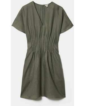 Jigsaw Pintuck Linen Dress - Green