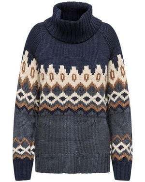 ONLY Cozy Roll Neck Fair Isle Sweater - Blue