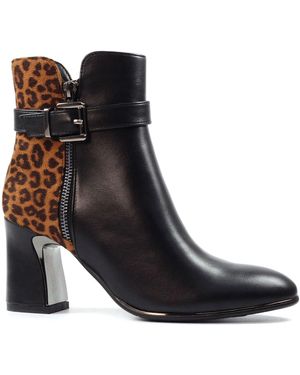 Lunar Shaw Animal Print Heeled Ankle Boots - Black