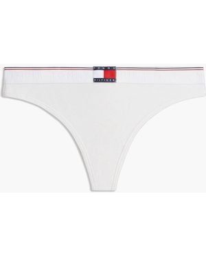 Tommy Hilfiger Heritage Flag Logo Ribbed Thong - White